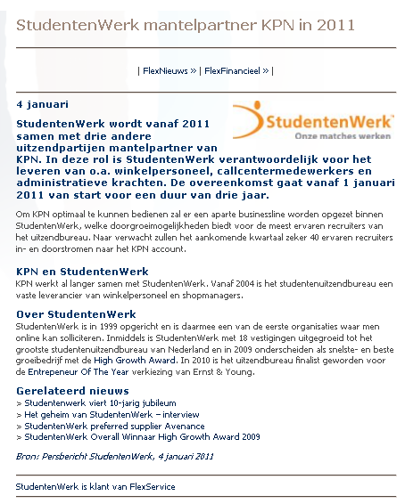 StudentenWerk mantelpartner KPN