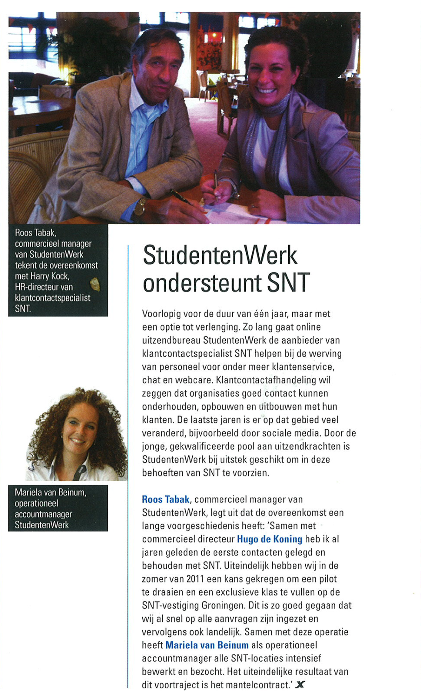 StudentenWerk samenwerking SNT